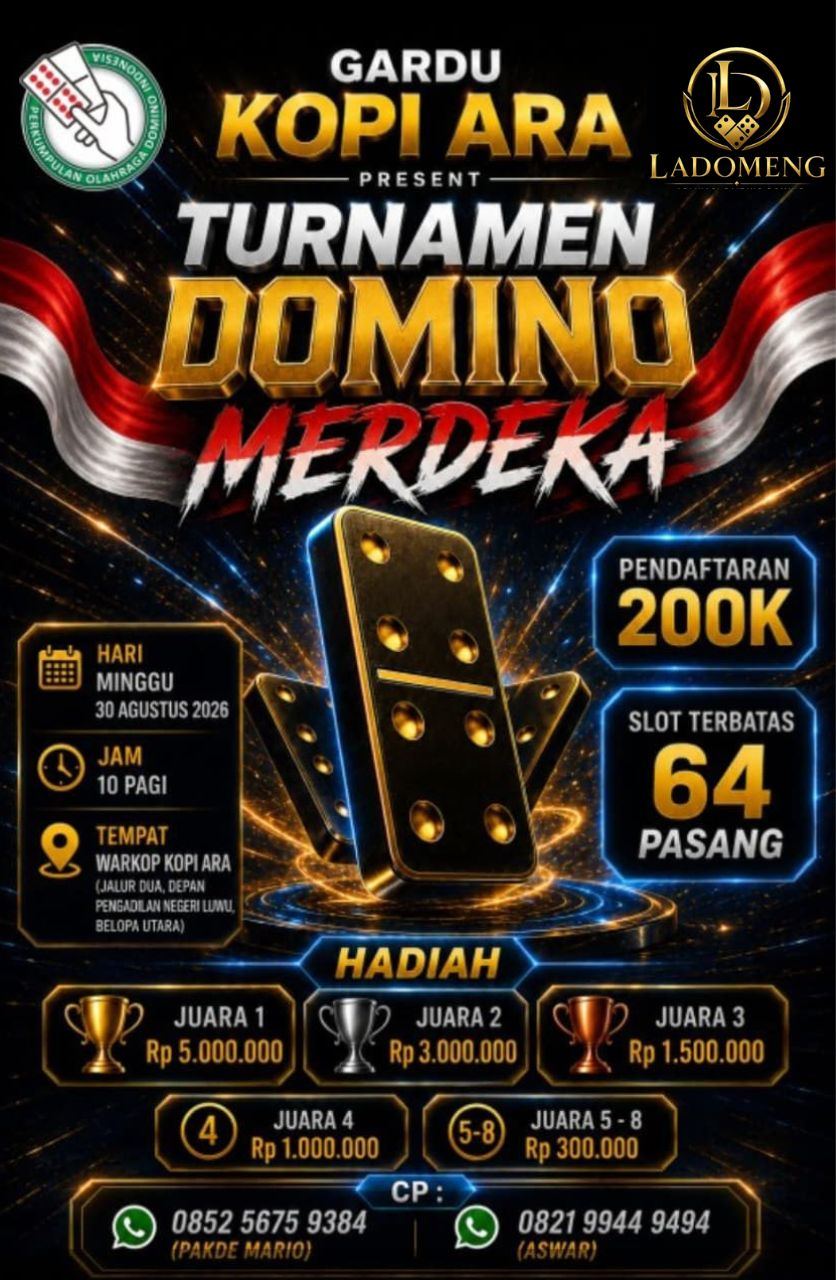 Turnamen Domino Merdeka di Warkop Kopi Ara, 64 Pasang Siap Adu Strategi
